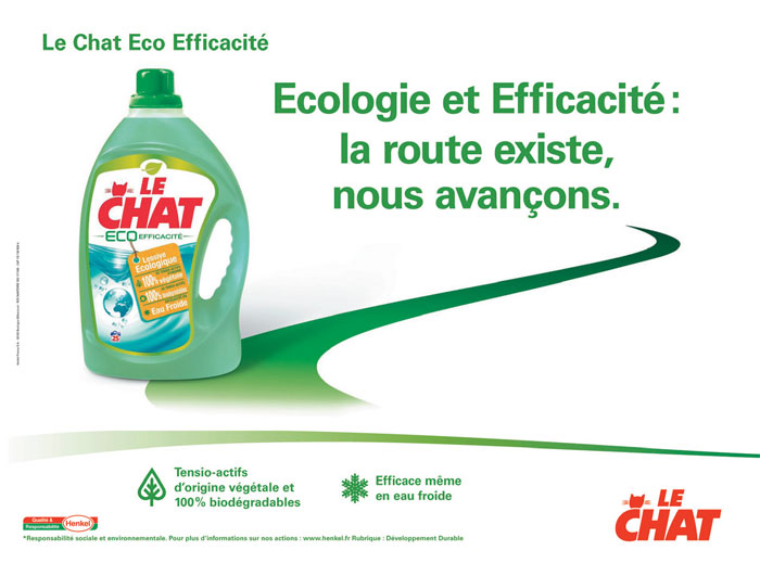 En 2008, Le Chat est la première grande marque à mettre en avant l’atout écologique, avec la gamme Le Chat Eco Efficacité.