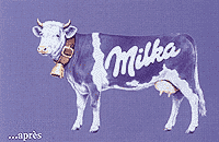 La vache Milka redessinée par l'agence de design Landor en 1998